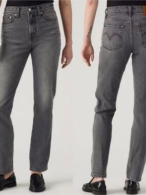 Levi's women's Wedgie Straight Leg Jeans Washed Gray Levis Denim Pants Casual